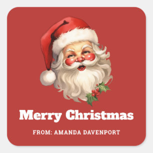 Holly Jolly Santa Claus Retro Weihnachten Quadratischer Aufkleber