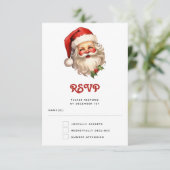 Holly Jolly Santa Claus Retro Weihnachten RSVP Karte (Stehend Vorderseite)