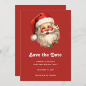 Holly Jolly Santa Claus Retro Weihnachten Save The Date (Vorne/Hinten)