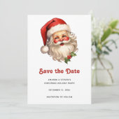 Holly Jolly Santa Claus Retro Weihnachten Save The Date (Stehend Vorderseite)