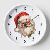 Holly Jolly Santa Claus Retro Weihnachten Uhr (Vorderseite)