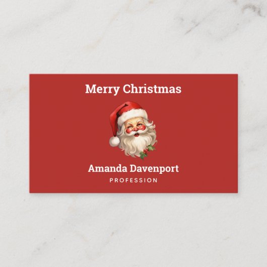 Holly Jolly Santa Claus Retro Weihnachten Visitenkarte (Vorderseite)