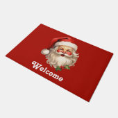 Holly Jolly Santa Claus Retro Weihnachten Willkomm Fußmatte (Schrägansicht)