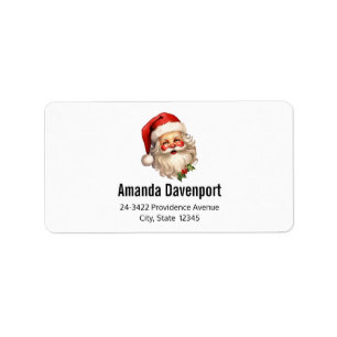 Holly Jolly Santa Claus Retro Weihnachtsadresse Adressaufkleber