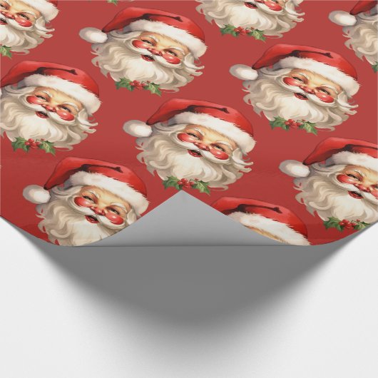 Holly Jolly Santa Claus Retro Weihnachtsmuster Geschenkpapier (Ecke)