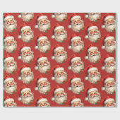 Holly Jolly Santa Claus Retro Weihnachtsmuster Geschenkpapier (Flach)