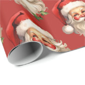 Holly Jolly Santa Claus Retro Weihnachtsmuster Geschenkpapier (Rolleneckpunkt)