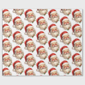 Holly Jolly Santa Claus Retro Weihnachtsmuster Geschenkpapier (Flach)