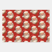 Holly Jolly Santa Claus Retro Weihnachtsmuster Geschenkpapier Set (Vorderseite)