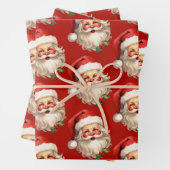 Holly Jolly Santa Claus Retro Weihnachtsmuster Geschenkpapier Set (Beispiel)