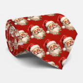 Holly Jolly Santa Claus Retro Weihnachtsmuster Krawatte (Gerollt)