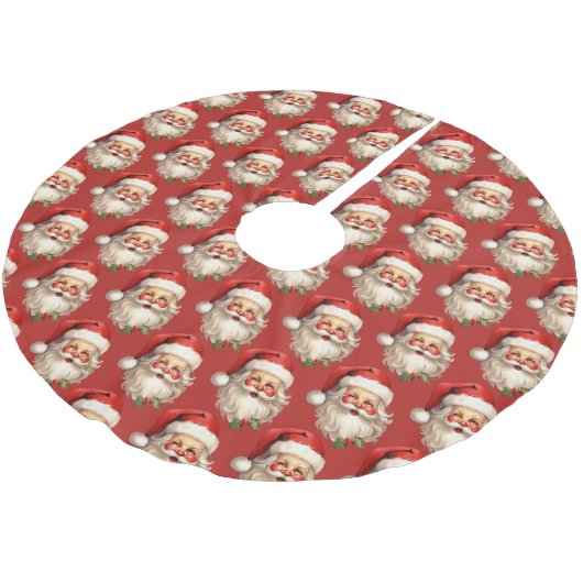 Holly Jolly Santa Claus Retro Weihnachtsmuster Polyester Weihnachtsbaumdecke (Schrägansicht)
