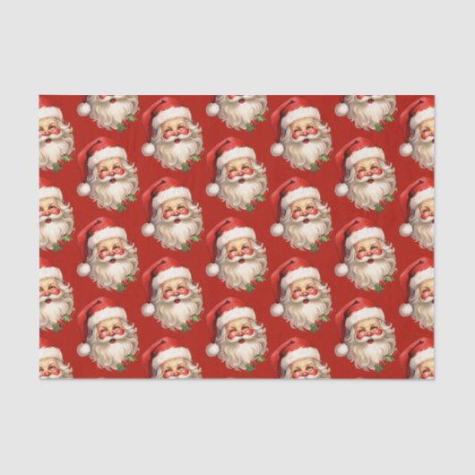 Holly Jolly Santa Claus Retro Weihnachtsmuster Seidenpapier (Vorderseite)