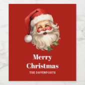 Holly Jolly Santa Claus Retro Weinetikett (Einzelnes Label)