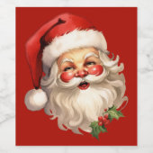 Holly Jolly Santa Claus Retro Weinetikett (Einzelnes Label)