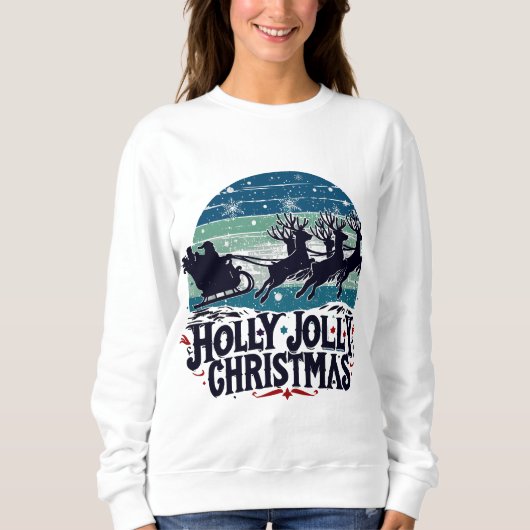 Holly Jolly Santa Claus Weihnachten Vintag Sweatshirt (Vorderseite)