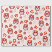 Holly Jolly Santa Vibes Pink Retro Holiday Geschenkpapier (Flach)