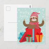 Holly Jolly Sloth Postkarte (Vorne/Hinten)