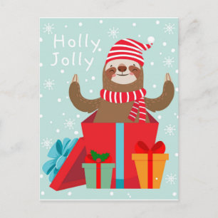 Holly Jolly Sloth Postkarte