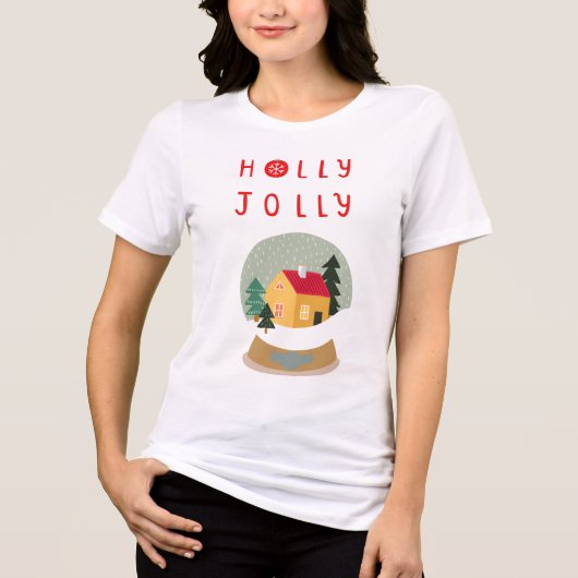 Holly Jolly Snow Globe - Ein gemütlicher Urlaub Tri-Blend Shirt (Vorderseite)