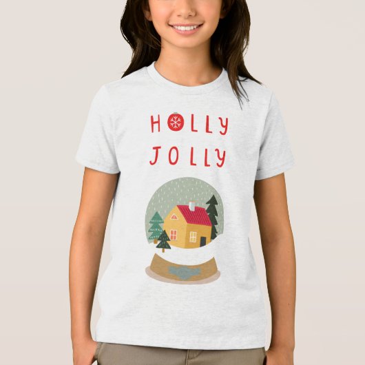 Holly Jolly Snow Globe - Ein gemütlicher Urlaub Tri-Blend Shirt (Vorderseite)