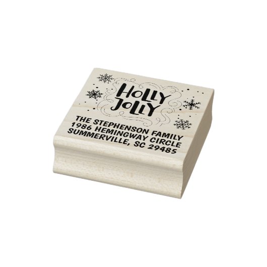 Holly Jolly Snowflakes Holiday Address Briefmarke Gummistempel (Stempel)