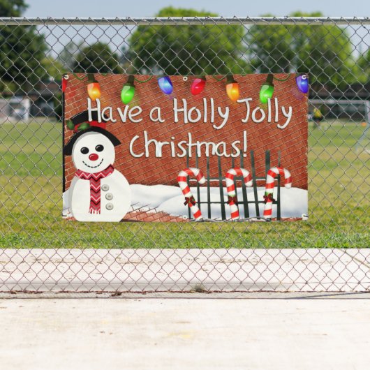 Holly Jolly Snowman Banner (Insitu)