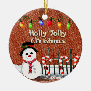 Holly Jolly Snowman CUSTOM Keramikornament
