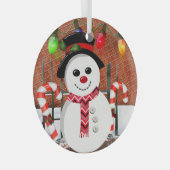Holly Jolly Snowman Ornament Aus Glas (Vorderseite Rechts)