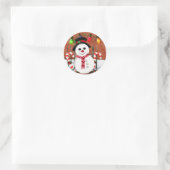 Holly Jolly Snowman Runder Aufkleber (Tasche)
