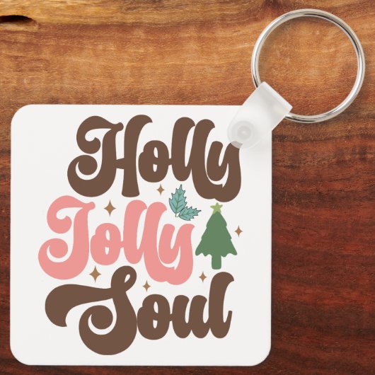 Holly Jolly Soul Retro Groovy Schlüsselanhänger (Rückseite)