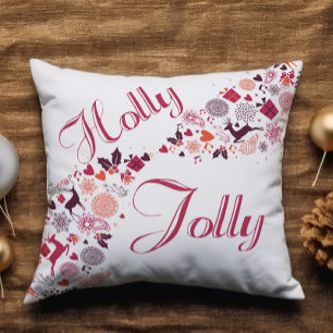 Holly Jolly Spaß Roter Schnee Name Weihnachten Kissen