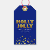 Holly Jolly | Spaß Weihnachten Blue & Gold Geschen Geschenkanhänger (Vorderseite)