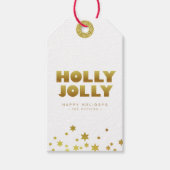 Holly Jolly | Spaß Weihnachten White & Gold Mini Geschenkanhänger (Vorderseite)
