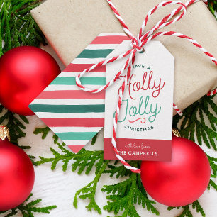 Holly Jolly Stripes Weihnachtsgeschenke Tags Geschenkanhänger