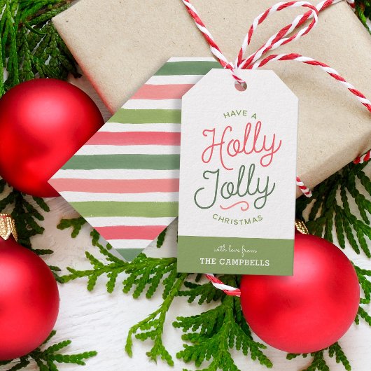 Holly Jolly Stripes Weihnachtsgeschenke Tags Geschenkanhänger