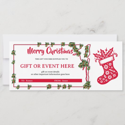 Holly Jolly Strumpf Weihnachtsgeschenkgutschein (Vorderseite)