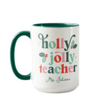 Holly Jolly Teache Retro Holiday Tasse