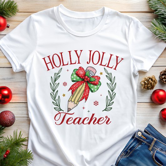 Holly Jolly Teacher Coquette Weihnachten Tri-Blend Shirt