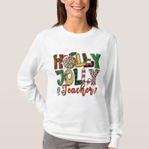 Holly Jolly Teacher Weihnachtsferien Typografie T-Shirt