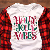 Holly Jolly Vibes Christmas Retro Tri-Blend Shirt