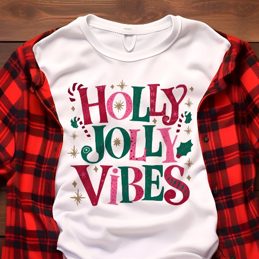 Holly Jolly Vibes Christmas Retro Tri-Blend Shirt
