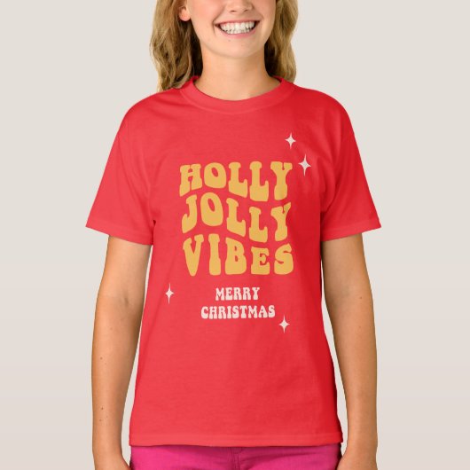 Holly Jolly Vibes - Frohe Weihnachten T-Shirt (Vorderseite)
