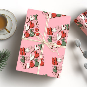 Holly Jolly Vibes Groovy Christmas Geschenkpapier