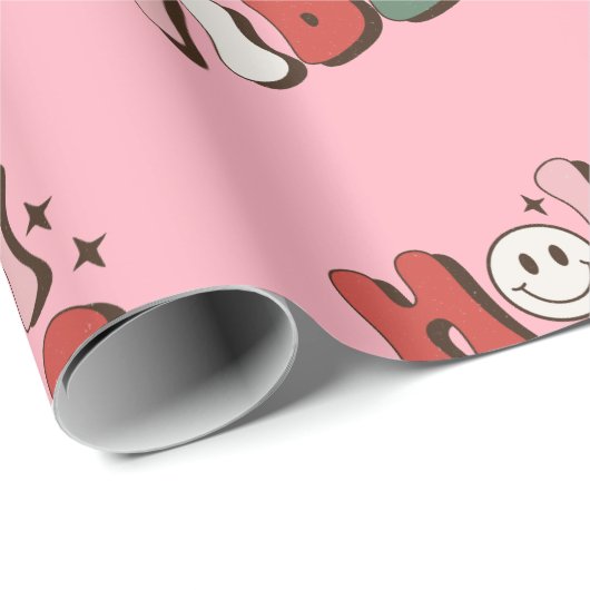 Holly Jolly Vibes Groovy Christmas Geschenkpapier (Rolleneckpunkt)