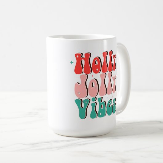 Holly Jolly Vibes Groovy Christmas Kaffeetasse (VorderseiteRechts)