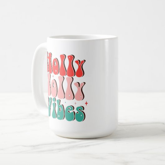Holly Jolly Vibes Groovy Christmas Kaffeetasse (Vorderseite Links)