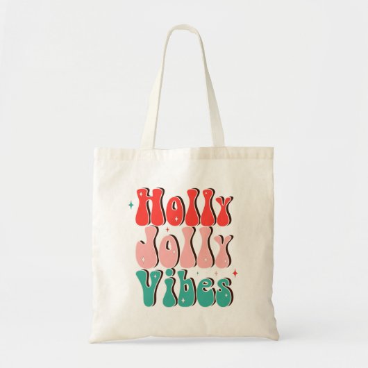 Holly Jolly Vibes Groovy Christmas.Retro Groovy Ho Tragetasche (Vorne)