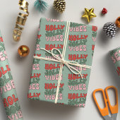 Holly Jolly Vibes Groovy Retro Weihnachten Geschenkpapier