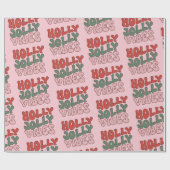 Holly Jolly Vibes Groovy Retro Weihnachten Geschenkpapier (Flach)